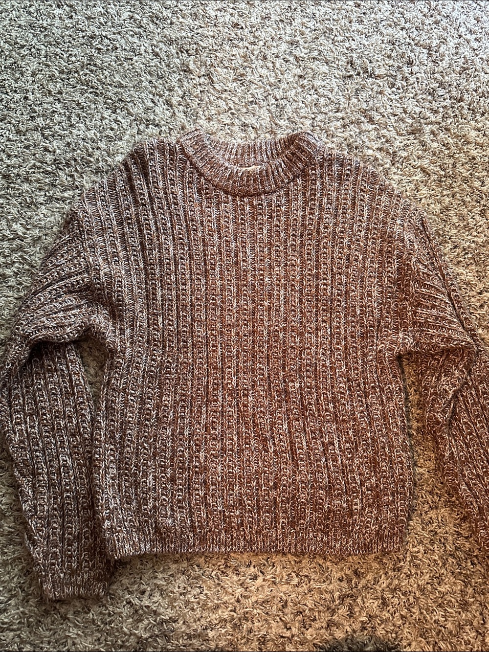 Universal Thread Marled Tan & Cream Ribbed Crew Sweater